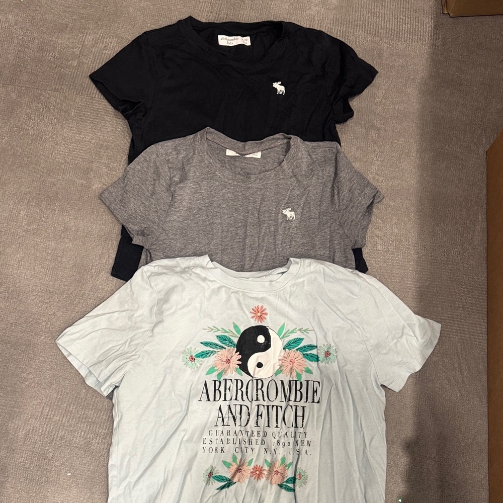 Abercrombie & Fitch Kids Tees - Black, Gray, White  Bundle Size 11/12